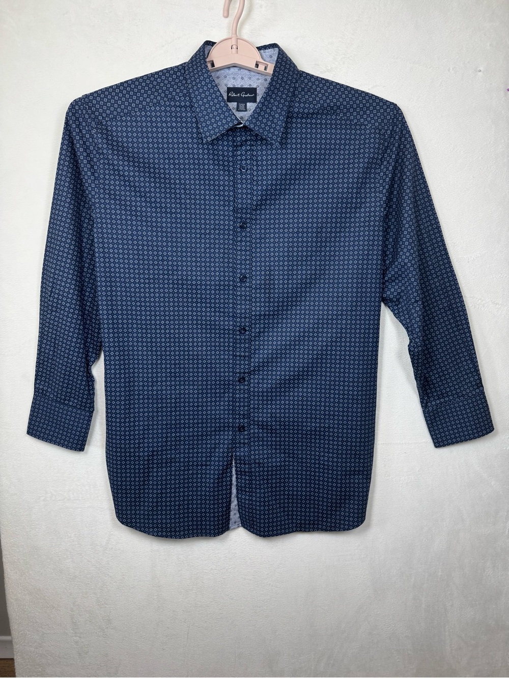 Robert Graham Navy Micro-Print Dress Shirt XL